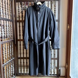 Vintage 90s Black Trench Coat Jacket With Belt Mens Size 40L MSRP $398